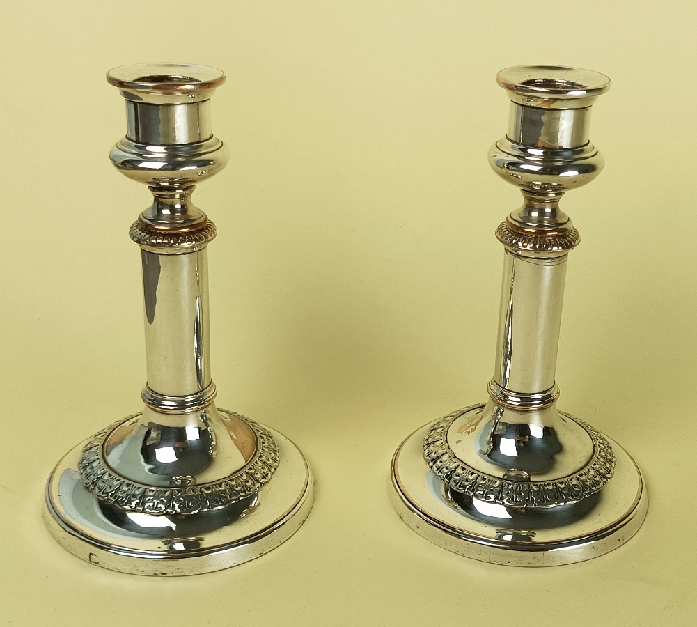 	Pair Of Silver Plate Telescopic Candlesticks